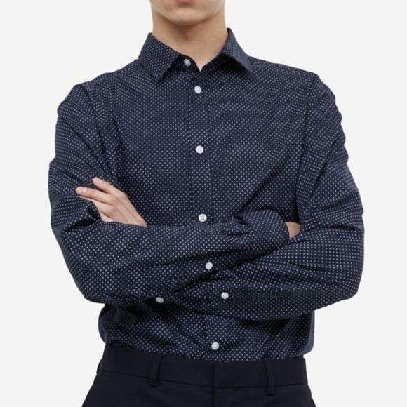 H&M men’s large button down Slim Fit Easy-iron Shirt​ - Picture 1 of 4